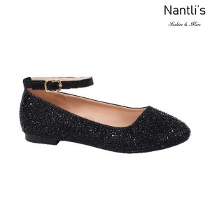 BL-K-Harper-1 Black Zapatos de niña Mayoreo Wholesale Kids Flats Shoes Nantlis