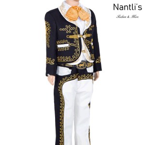 Traje de Charro Mayoreo TM72211 Black-White-Gold Traje Charro nino completo Nantlis Tradicion de Mexico