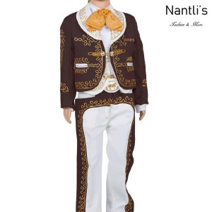 Traje de Charro Mayoreo TM72212 Brown-White-Gold Traje Charro nino completo Nantlis Tradicion de Mexico