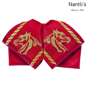 Moños Charros Mayoreo TM72417 Red-Gold Moño bordado de charro Embroidered Charro Bowtie Nantlis Tradicion de Mexico