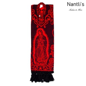 Rebozo Gaban Mayoreo TM73403 Black-Red Rebozo-Capa Mexicano Estampado de Virgen de Guadalupe 76x36 Nantlis Tradicion de Mexico
