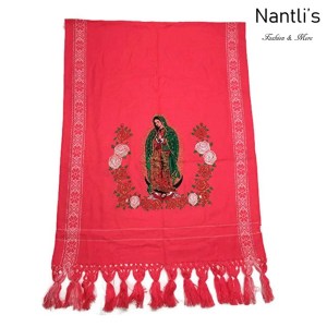 Rebozos Mayoreo TM73421 Rosa Rebozo Mexicano Estampado de Virgen de Guadalupe Mexican Shawl 68x25 Nantlis Tradicion de Mexico