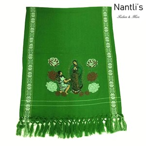Rebozos Mayoreo TM73421 Verde Limon Rebozo Mexicano Estampado de Virgen de Guadalupe Mexican Shawl 68x25 Nantlis Tradicion de Mexico