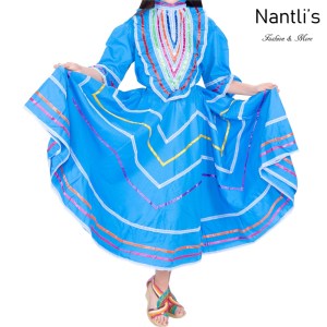 Traje tipico Mexicano Mayoreo TM74142 Blue Vestido Folklorico estilo Jalisco mujeres y ninas women and girls Nantlis Tradicion de Mexico