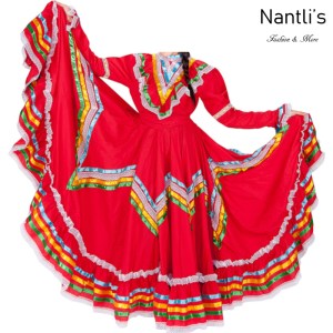 Traje tipico Mexicano Mayoreo TM74201 Red Vestido Folklorico Profesional mujeres Doble Vuelo mexican folklore dance womens dress Nantlis Tradicion de Mexico