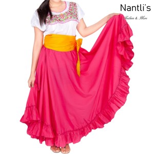 Traje tipico Mexicano Mayoreo TM74205 Fuchsia Falda de Ensayo medio Vuelo Nantlis Tradicion de Mexico