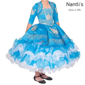 Traje de Charro Mayoreo TM76220 Blue-Silver Traje de Charro nina presentacion vestido chaquetin sombrero girls Nantlis Tradicion de Mexico