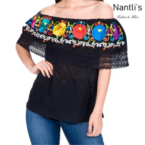 Blusa Bordada Mayoreo TM77118 Black Blusa Bordada Mujer Virgen de Guadalupe Mexican Embroidered Blouse Nantlis Tradicion de Mexico