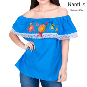 Blusa Bordada Mayoreo TM77121 Blue Blusa Bordada Mujer Mexican Embroidered Blouse Nantlis Tradicion de Mexico