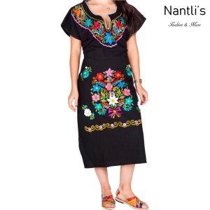 Vestido Bordado Mayoreo TM77123 Black Vestido Bordado de Mujer Mexican Embroidered Womens Dress Nantlis Tradicion de Mexico