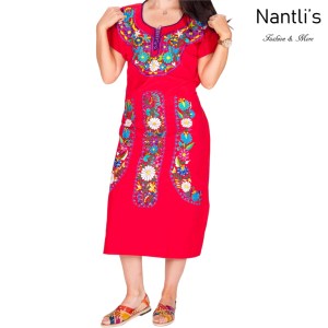 Vestido Bordado Mayoreo TM77124 Red Vestido Bordado de Mujer Mexican Embroidered Womens Dress Nantlis Tradicion de Mexico