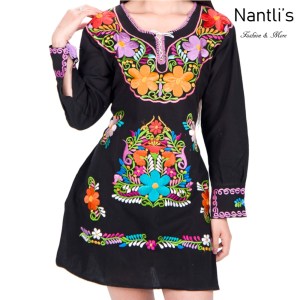 Vestido Bordado Mayoreo TM77126 Black Vestido Bordado de Mujer Mexican Embroidered Womens Dress Nantlis Tradicion de Mexico