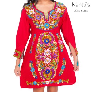 Vestido Bordado Mayoreo TM77127 Red Vestido Bordado de Mujer Mexican Embroidered Womens Dress Nantlis Tradicion de Mexico