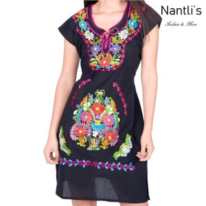 Vestido Bordado Mayoreo TM77129 Black Vestido Bordado de Mujer Mexican Embroidered Womens Dress Nantlis Tradicion de Mexico