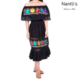 Vestido Bordado Mayoreo TM77130 Black Vestido Bordado de Mujer Mexican Embroidered Womens Dress Nantlis Tradicion de Mexico