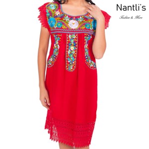 Vestido Bordado Mayoreo TM77138 Red Vestido Bordado de Mujer Mexican Embroidered Womens Dress Nantlis Tradicion de Mexico