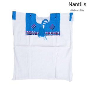 Blusa Bordada Mayoreo TM77201 White-Blue Blusa Bordada de manta Mujer Mexican Embroidered Blouse Nantlis Tradicion de Mexico