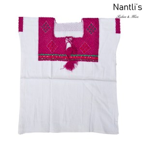 Blusa Bordada Mayoreo TM77201 White-Fuchsia Blusa Bordada de manta Mujer Mexican Embroidered Blouse Nantlis Tradicion de Mexico