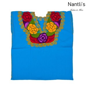 Blusa Bordada Mayoreo TM77212 Blue Blusa Bordada de manta Mujer Mexican Embroidered Blouse Nantlis Tradicion de Mexico