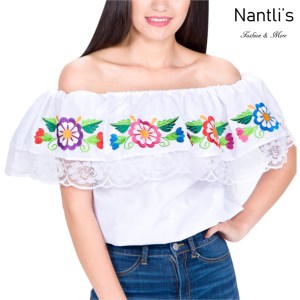 Blusa Bordada Mayoreo TM77221 White Blusa Bordada Mujer Mexican Embroidered Blouse Nantlis Tradicion de Mexico