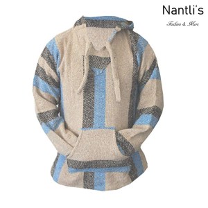 TMMH001 Beige-Blue-black Sudadera de Jerga Mayoreo Mexican Baja Hoodie Nantlis Tradicion de Mexico