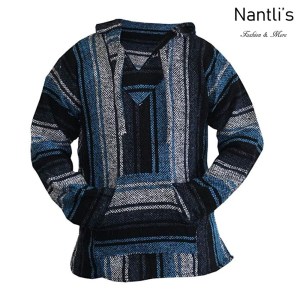 TMMH001 Blue-Grey Sudadera de Jerga Mayoreo Mexican Baja Hoodie Nantlis Tradicion de Mexico
