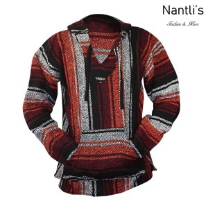 TMMH001 Burgundy-Rust Sudadera de Jerga Mayoreo Mexican Baja Hoodie Nantlis Tradicion de Mexico