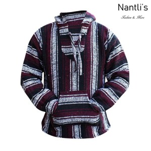 TMMH001 Maroon-Black Sudadera de Jerga Mayoreo Mexican Baja Hoodie Nantlis Tradicion de Mexico