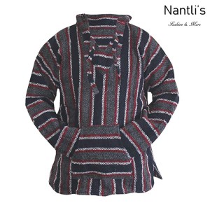 TMMH001 Navy-Charcoal-Red Sudadera de Jerga Mayoreo Mexican Baja Hoodie Nantlis Tradicion de Mexico