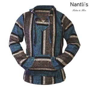 TMMH001 Turquoise-Charcoal Sudadera de Jerga Mayoreo Mexican Baja Hoodie Nantlis Tradicion de Mexico