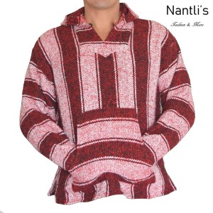 TMMH005 Red-White Sudadera de Jerga Mayoreo Mexican Baja Hoodie Nantlis Tradicion de Mexico