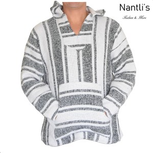 TMMH006 Grey-White Sudadera de Jerga Mayoreo Mexican Baja Hoodie Nantlis Tradicion de Mexico
