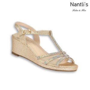 BL-K-Christy-44 Gold Zapatos de niña Mayoreo Wholesale Girls Wedges Kids Shoes Nantlis