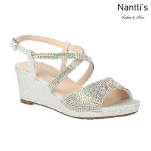 BL-K-Christy-46 Silver Zapatos de niña Mayoreo Wholesale Girls Wedges Kids Shoes Nantlis