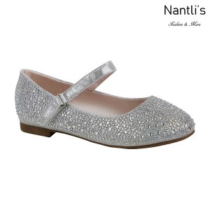 BL-K-Harper-32 Silver Zapatos de niña Mayoreo Wholesale girls flats Kids dress Shoes Nantlis