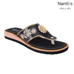 TM-35162 Black Huaraches Mexicanos de Mujer Mayoreo Wholesale Womens Mexican Sandals Nantlis Tradicion de Mexico