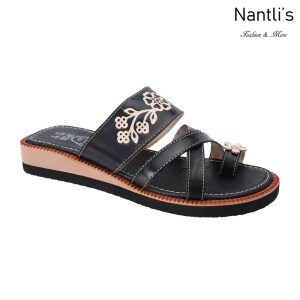 TM-35163 Black Huaraches Mexicanos de Mujer Mayoreo Wholesale Womens Mexican Sandals Nantlis Tradicion de Mexico