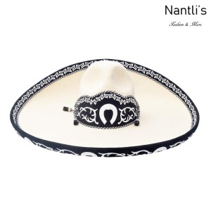 sombreros charros mayoreo TM-71143 Sombrero Charro Galoneado Forrado con Lana Fine Charro Hat Nantlis Tradicion de Mexico front view