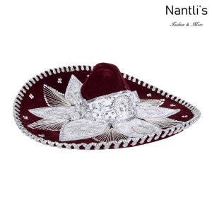 sombreros charros mayoreo TM-71201 Burgundy-Silver Sombrero Charro Nantlis Tradicion de Mexico