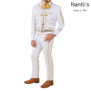 TM-72143 White-Gold Soutache Traje Charro hombre mayoreo wholesale mens charro suit Nantlis Tradicion de Mexico
