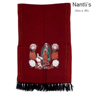 TM-73421 Red Rebozo Mexicano Estampado de Virgen de Guadalupe mayoreo wholesale Mexican Shawl 68x25 Nantlis Tradicion de Mexico