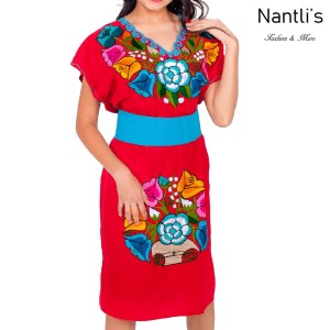 TM-77011 Red Vestido Bordado de Mujer mayoreo wholesale Mexican Embroidered Womens Dress Nantlis Tradicion de Mexico