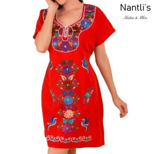 TM-77124 Red Vestido kimono Bordado de Mujer mayoreo wholesale Mexican Embroidered Womens Dress Nantlis Tradicion de Mexico