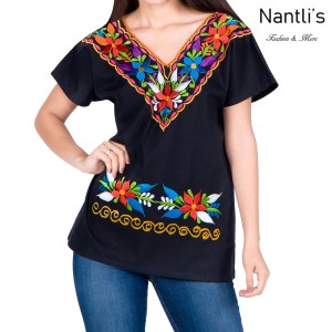 TM-77170 Black Blusa Bordada Mujer mayoreo wholesale Mexican Embroidered Blouse Nantlis Tradicion de Mexico