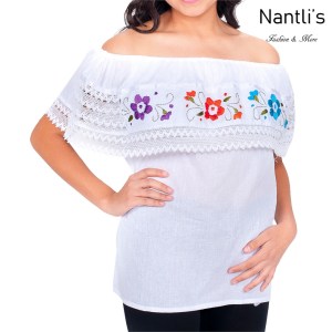 TM-77212 White Blusa Campesina Bordada Mujer mayoreo wholesale Mexican Embroidered Blouse Nantlis Tradicion de Mexico
