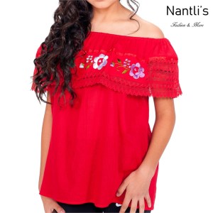 TM-77213 Red Blusa Campesina Bordada Mujer mayoreo wholesale Mexican Embroidered Blouse Nantlis Tradicion de Mexico