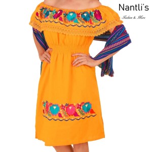 TM-77307 Yellow Vestido Bordado de Mujer Mexican mayoreo wholesale Embroidered Womens Dress Nantlis Tradicion de Mexico