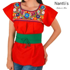 TM-77325 Red Blusa Poblana Bordada Mujer mayoreo wholesale Mexican Embroidered Blouse Nantlis Tradicion de Mexico