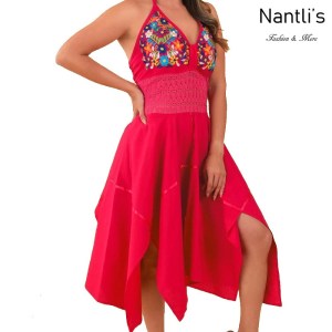 TM-77325 Vestido tipo Halter Bordado de Mujer mayoreo wholesale Mexican Embroidered Womens Dress Nantlis Tradicion de Mexico