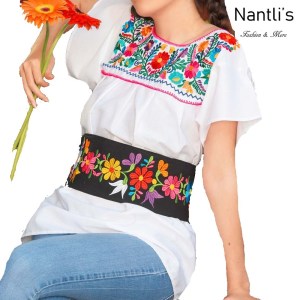 TM-77325 White Blusa Poblana Bordada Mujer mayoreo wholesale Mexican Embroidered Blouse Nantlis Tradicion de Mexico